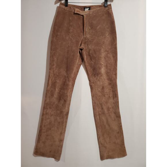 For Joseph Vintage Suede Brown Tan Leather Straight Leg Pants Women's Size 28 - Picture 1 of 11